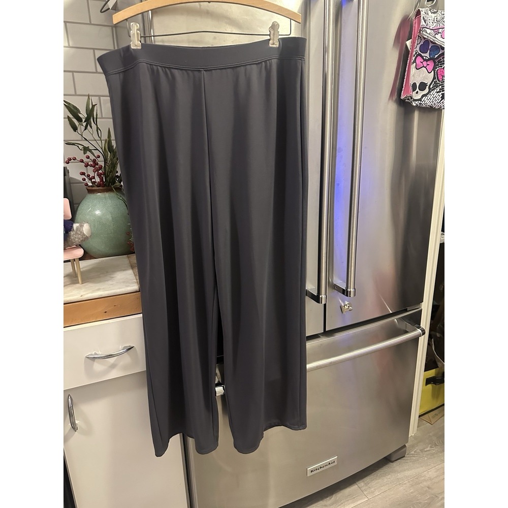 Susan Graver Wide Leg Pullon Pants Slate Gray SzPXL Travel Career Grad Shower